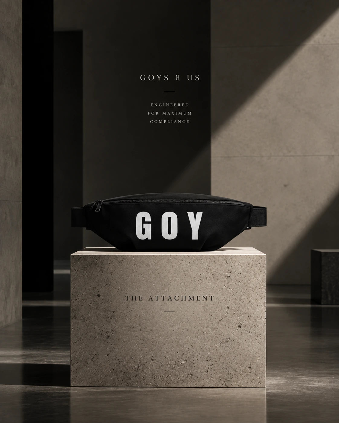 The Attachment — GOYS Я US unisex campaign visualisation. Styling is illustrative, not a product fit specification.